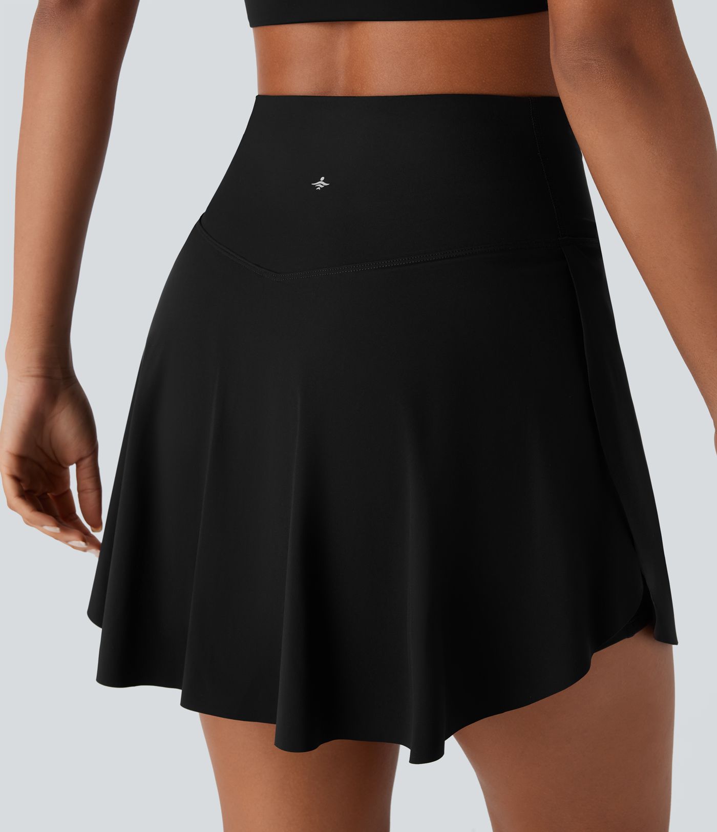 Mini-jupe à taille haute avec poches, croisée 2-en-1, à séchage rapide et toucher frais