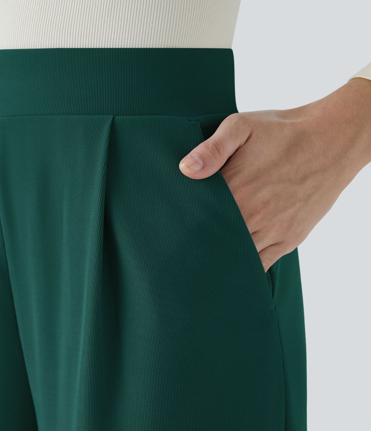 Halara Flex™ High Waisted Body Sculpt Waist-Slimming Pocket Wide Leg Micro Waffle Work Trousers