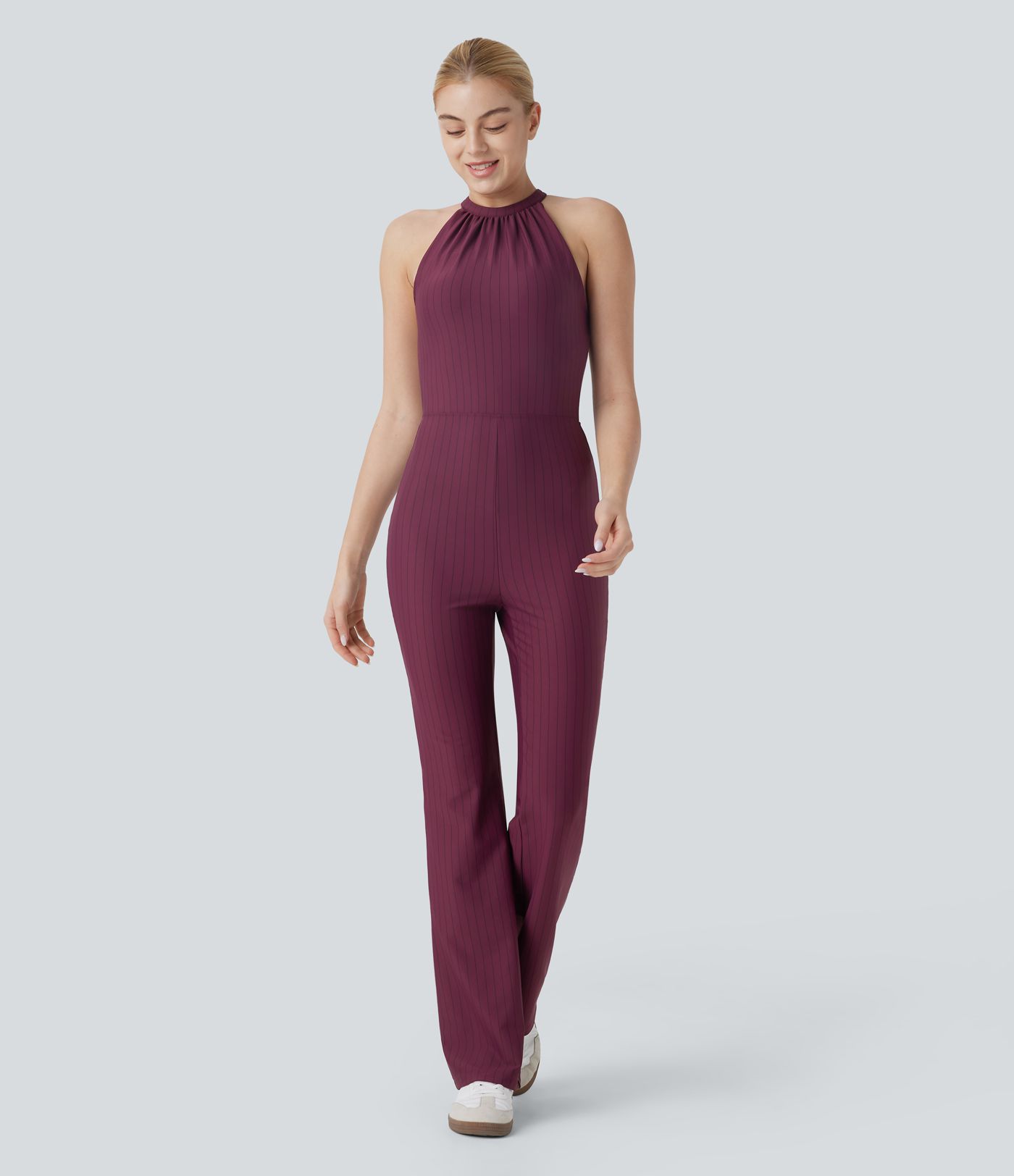 Combinaison de Yoga Bootcut à Rayures avec Toucher Rafraîchissant