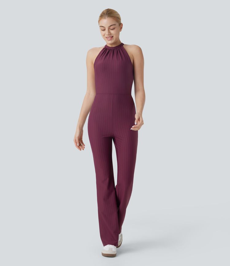 Combinaison de Yoga Bootcut à Rayures avec Toucher Rafraîchissant