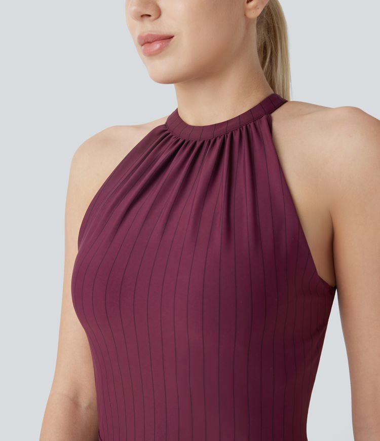 Combinaison de Yoga Bootcut à Rayures avec Toucher Rafraîchissant