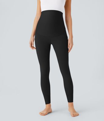SoftlyZero™ Super High Waisted Back Crossover Pocket 7/8 Yoga Maternity Leggings-UPF50+