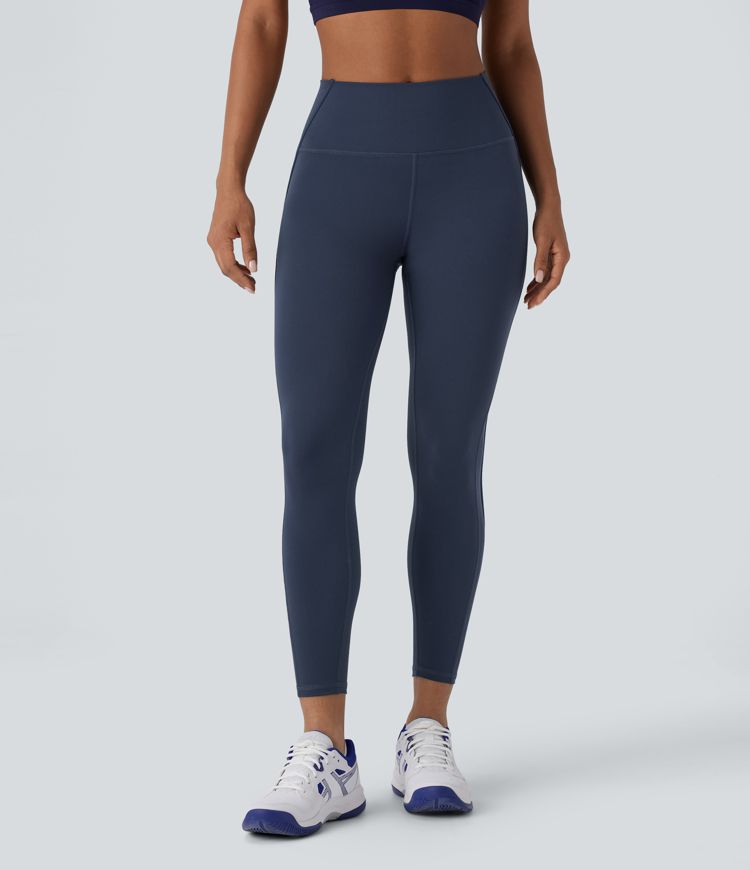 Pickleball-Leggings mit hohem Bund, Gesäßtasche und kontrastierendem Mesh