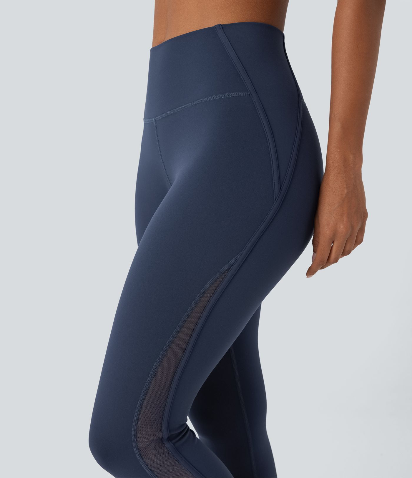 Pickleball-Leggings mit hohem Bund, Gesäßtasche und kontrastierendem Mesh