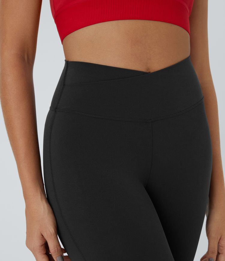 Softlyzero™ High Waist Crossover Plain Leggings - UPF50+