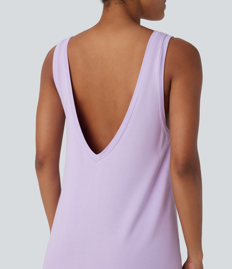 Backless Split Mini Casual Tank Dress