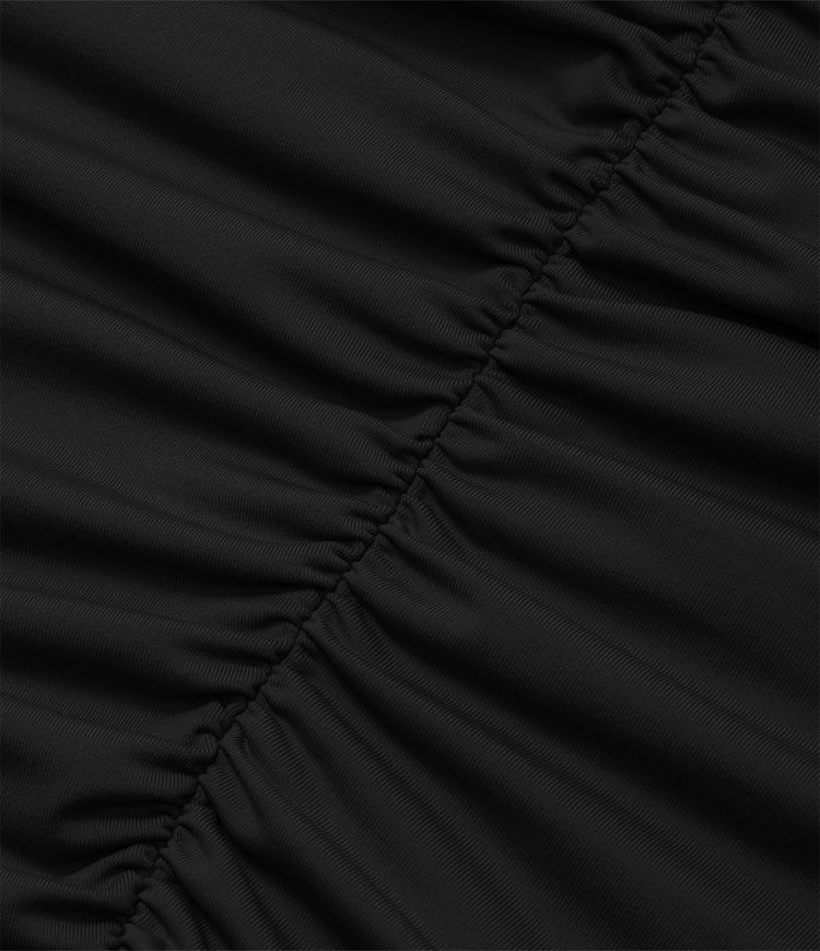 Robe Casual Mini Moulante à Profond Col en V Bretelles Réglables Dos Nu et Ruchée