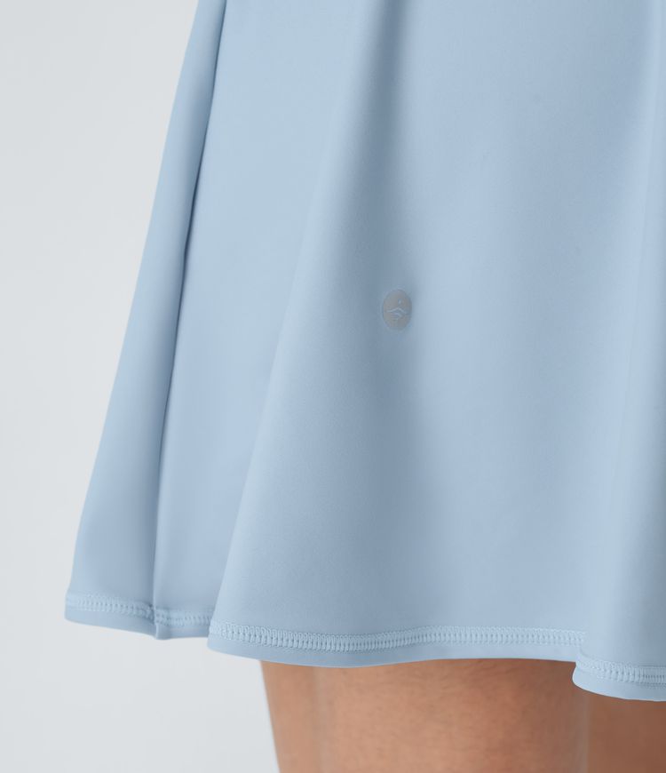 SoftlyZero™ Airy Halter Tie Back 2-in-1 Pocket Flare Mini Cool Touch Casual Dress-UPF50+