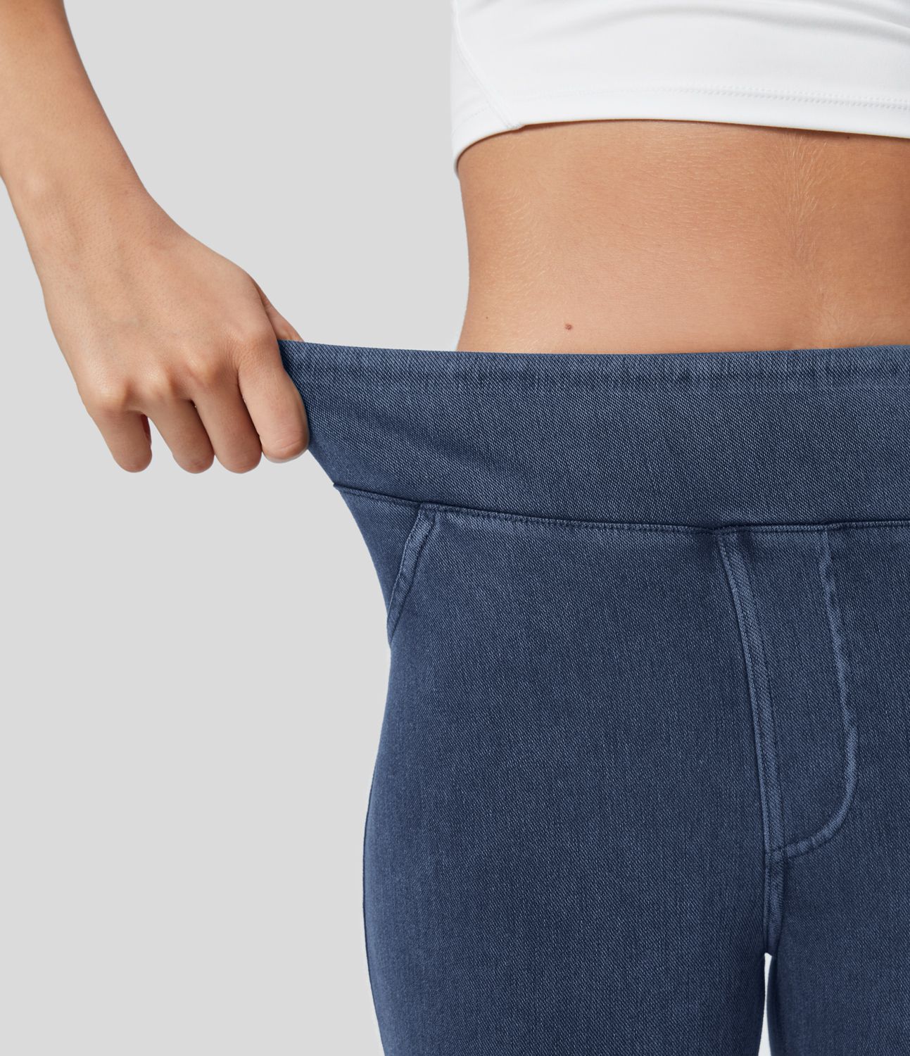 Halara Flex™ Denim Heat - Leggings aus Denim mit hohem Bund und Seitentaschen