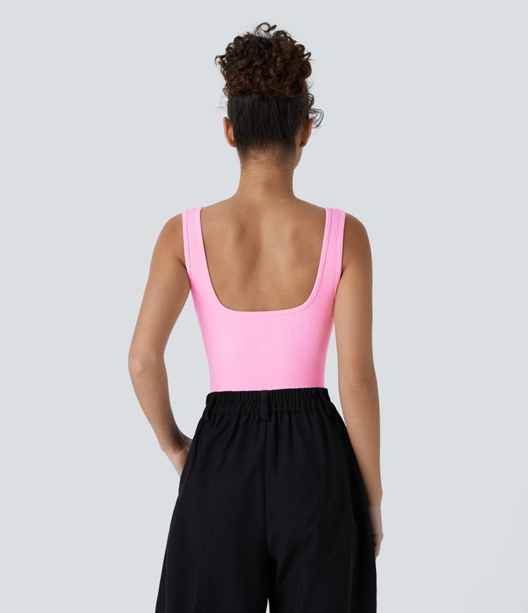 Seamless Flow Square Neck Backless Casual Smooth Bodysuit