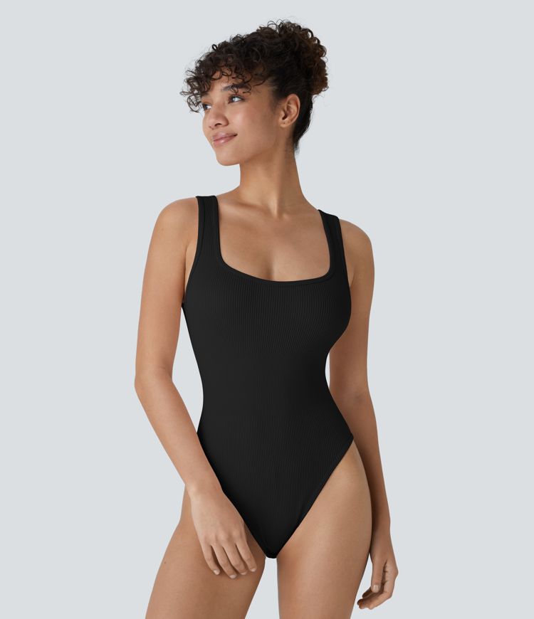 Seamless Flow Square Neck Backless Casual Smooth Bodysuit