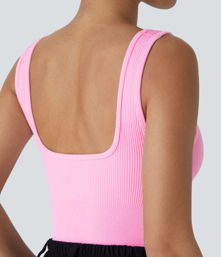 Seamless Flow Square Neck Backless Casual Smooth Bodysuit