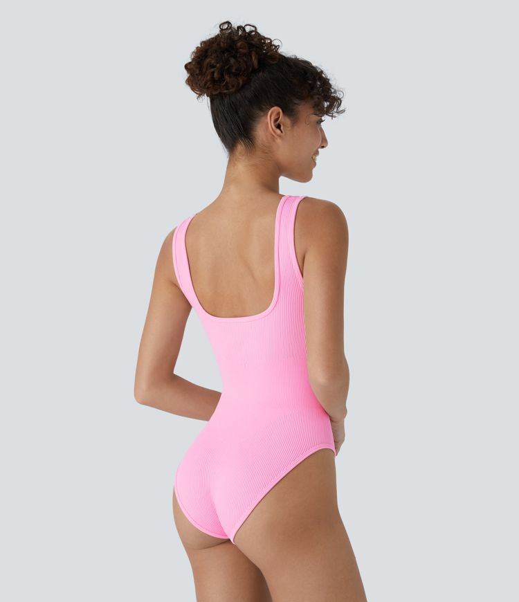 Seamless Flow Square Neck Backless Casual Smooth Bodysuit
