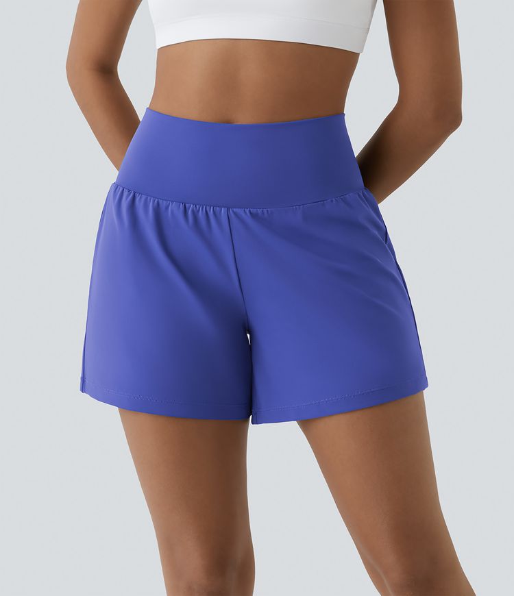 SoftlyZero™ Airy Super High Waisted 2-in-1  Cool Touch Yoga Shorts 5'' with Pockets-Longer Length