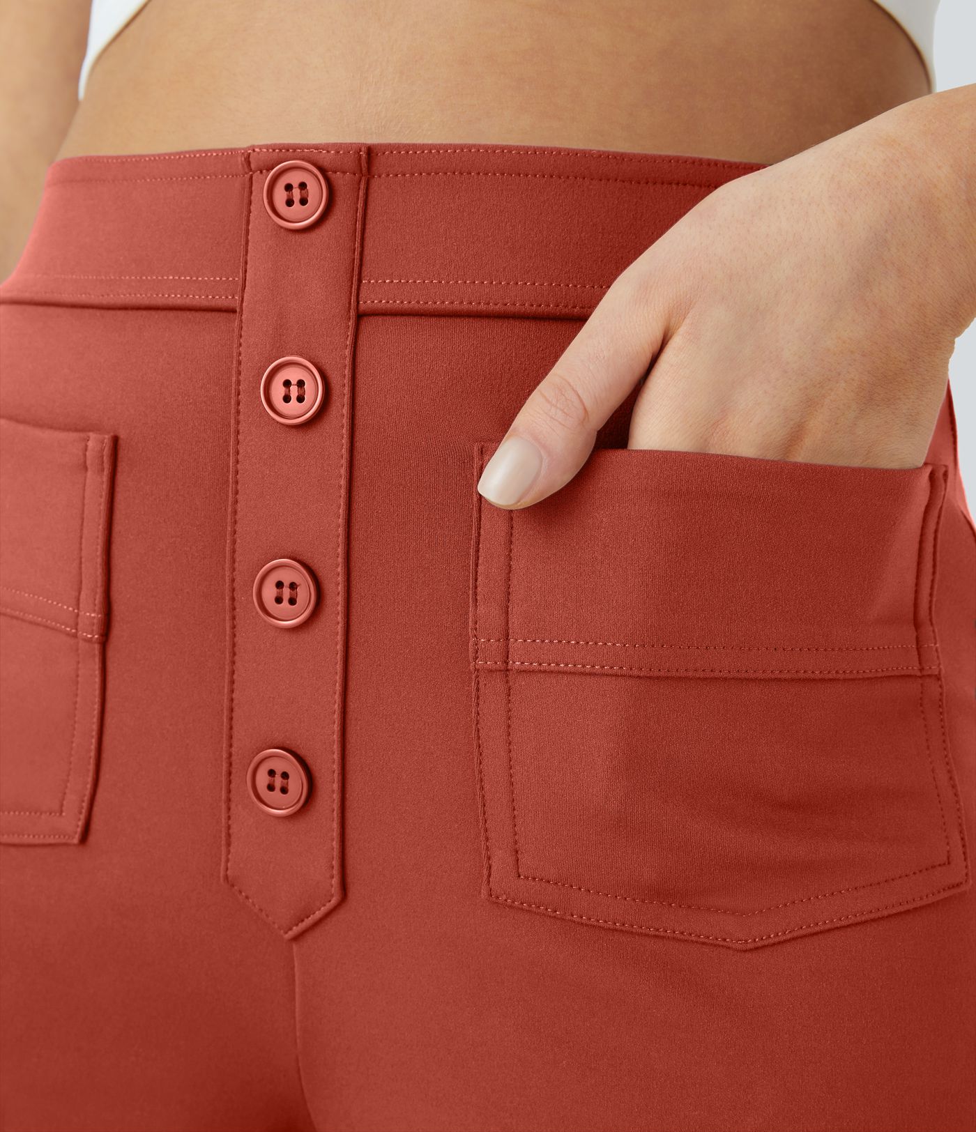 Pantalon coupe droite taille haute DayStretch avec poches