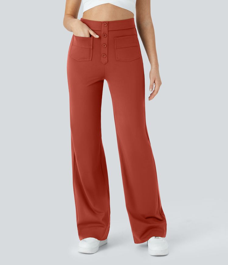 Pantalon coupe droite taille haute DayStretch avec poches