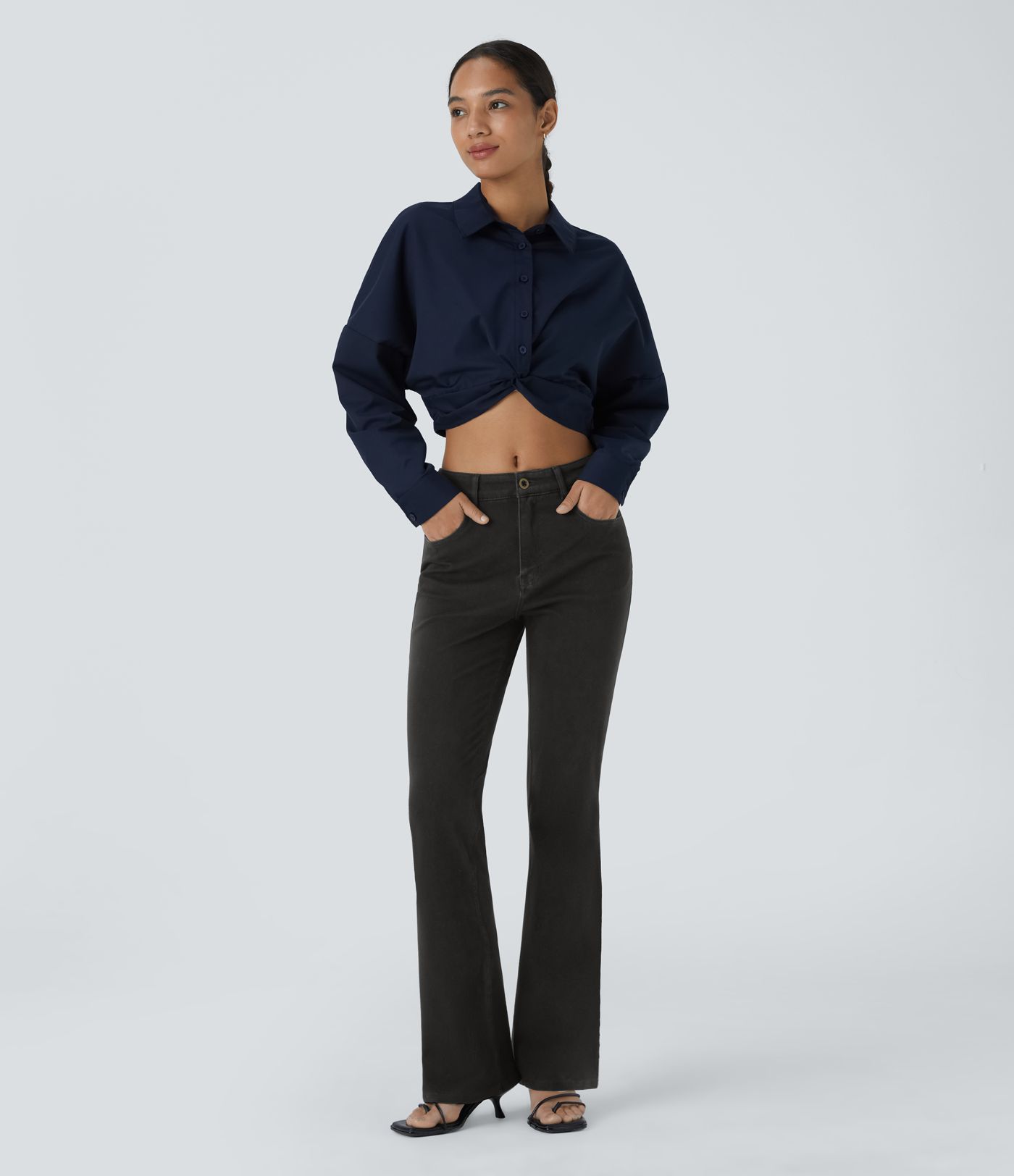 Halara Flex™ Mid Rise Pockets Women Straight Leg Casual Bootcut Denim Jeans