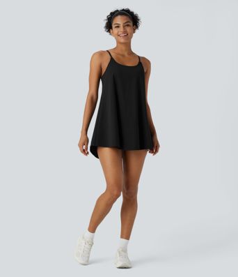 SoftlyZero™ Airy 2-Piece Mini Cool Touch Yoga Active Slip Dress with Pockets-UPF50+