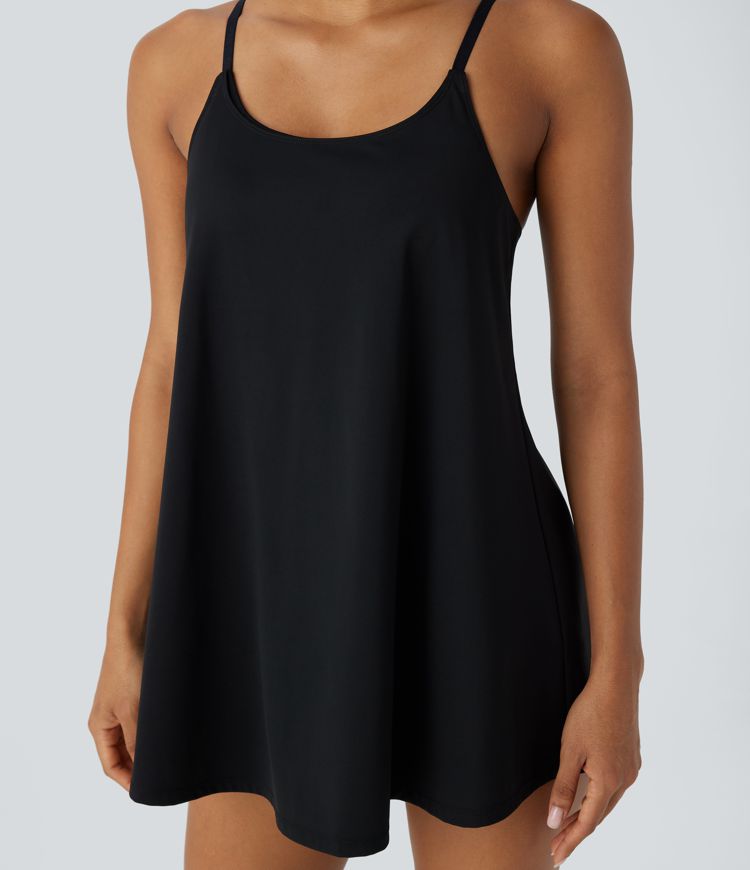 SoftlyZero™ Airy 2-Piece Mini Cool Touch Yoga Active Slip Dress with Pockets-UPF50+