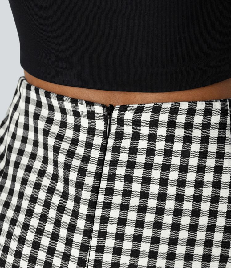 Minifalda informal con cintura alta y botones cruzados con cremallera invisible 2 en 1 giungán línea  A