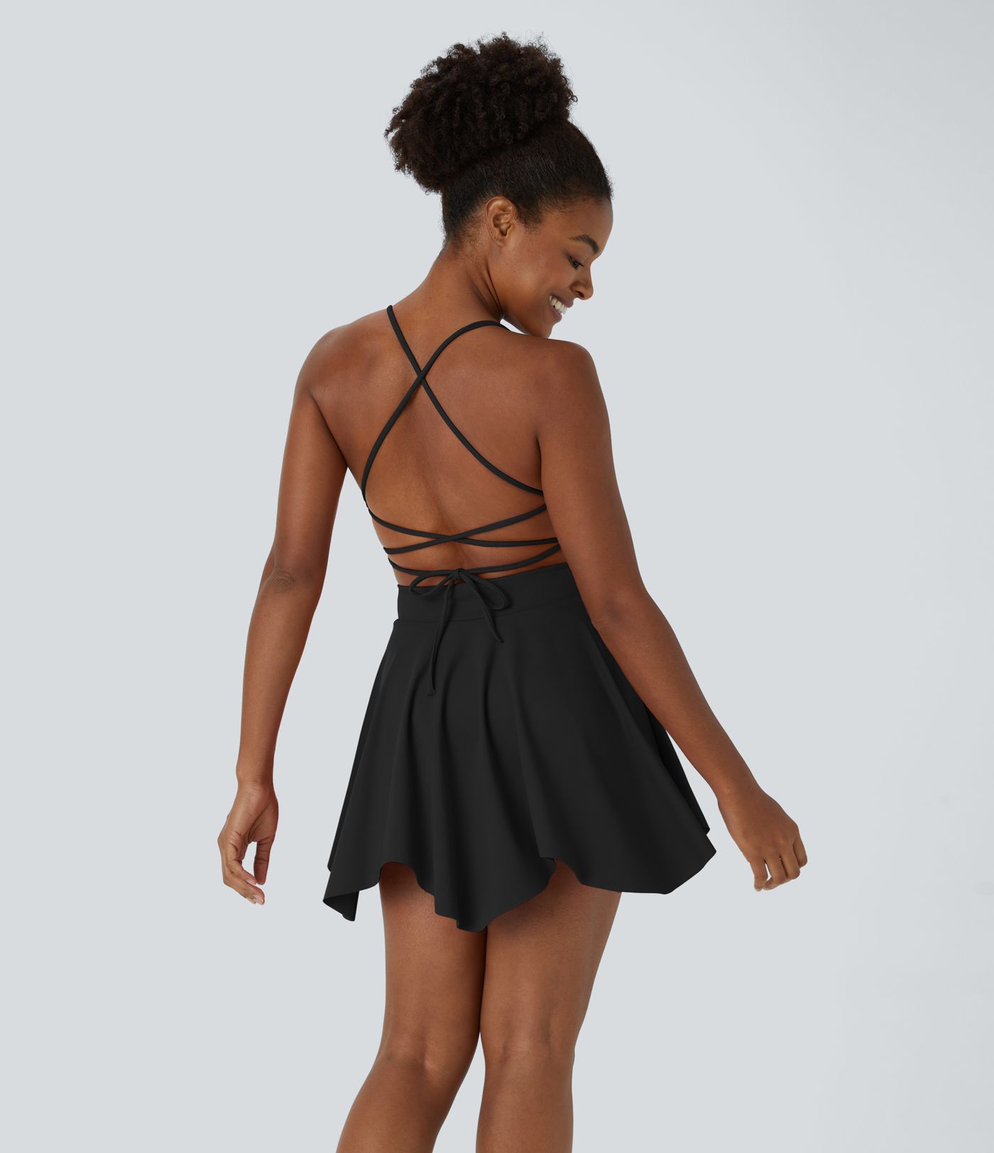 Lace Up 2-in-1 Pocket Mini Slip Casual Dress