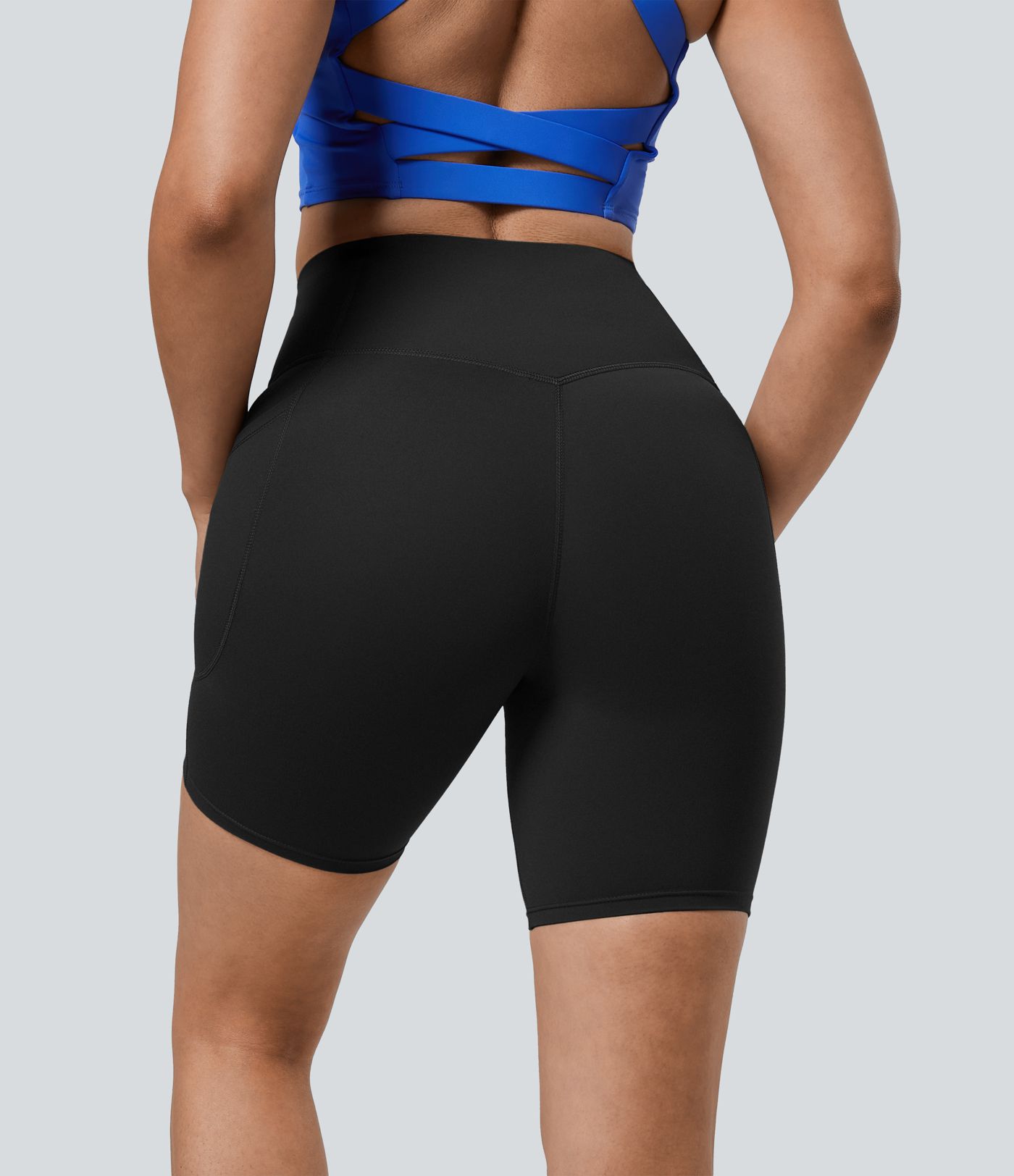Halara UltraSculpt™ High Waisted Tummy Control Shaping Women Gym Running Biker Shorts 7'' With Pockets