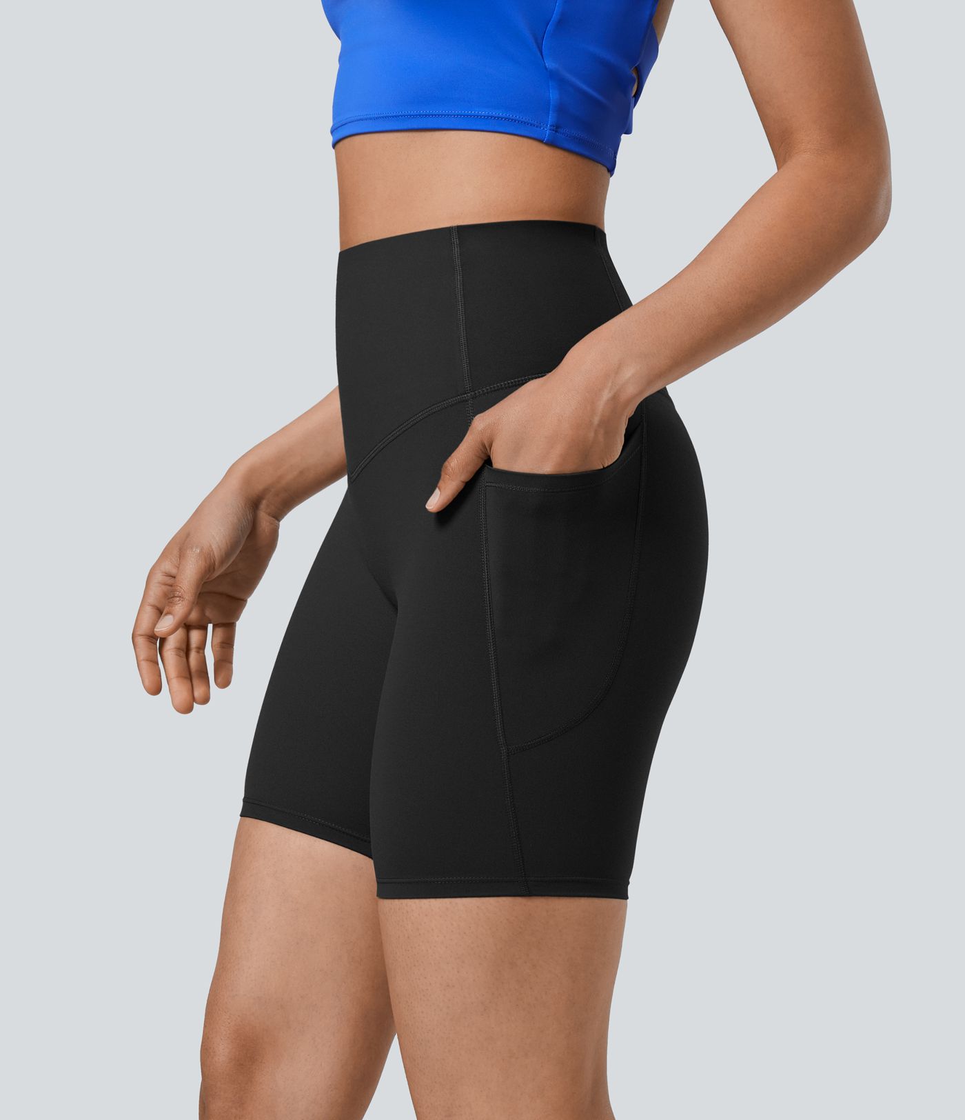 Halara UltraSculpt™ High Waisted Tummy Control Shaping Women Gym Running Biker Shorts 7'' With Pockets