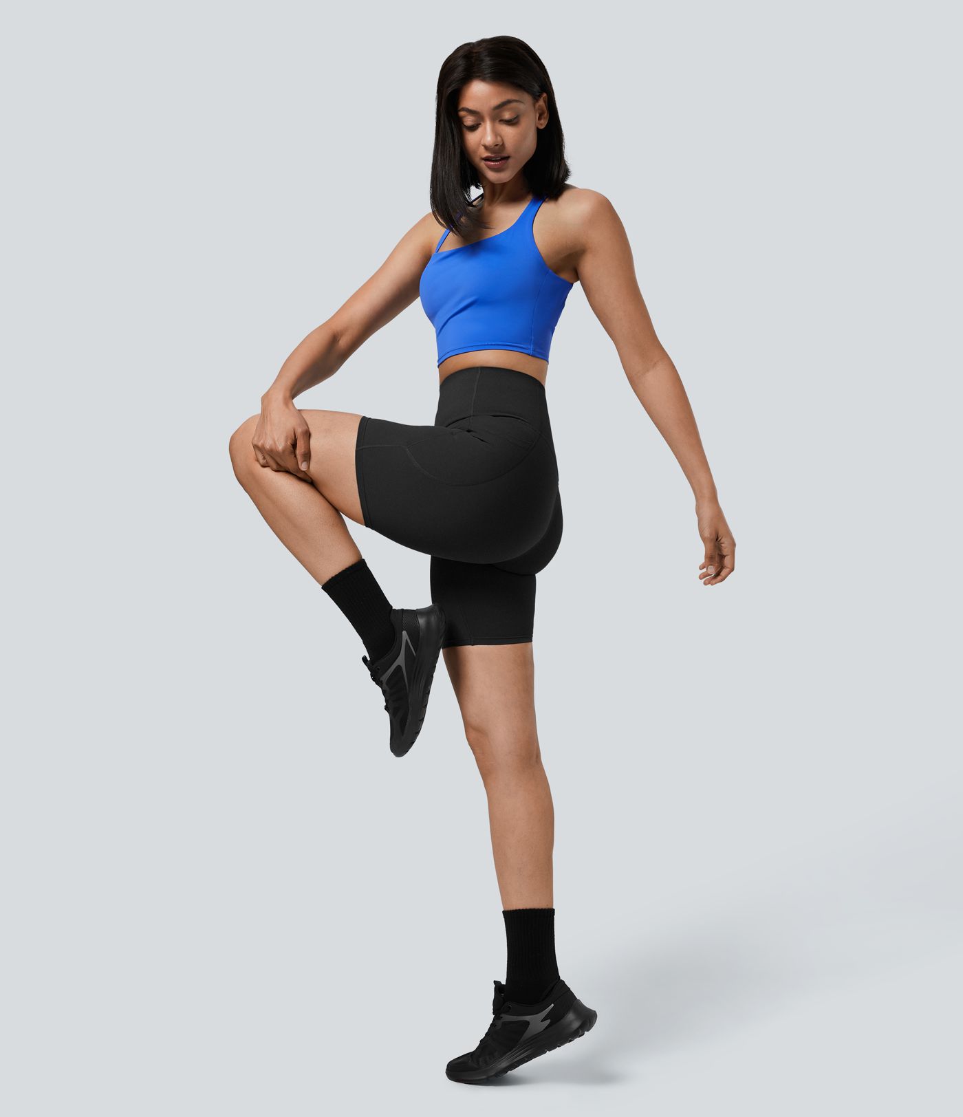 Halara UltraSculpt™ High Waisted Tummy Control Shaping Women Gym Running Biker Shorts 7'' With Pockets