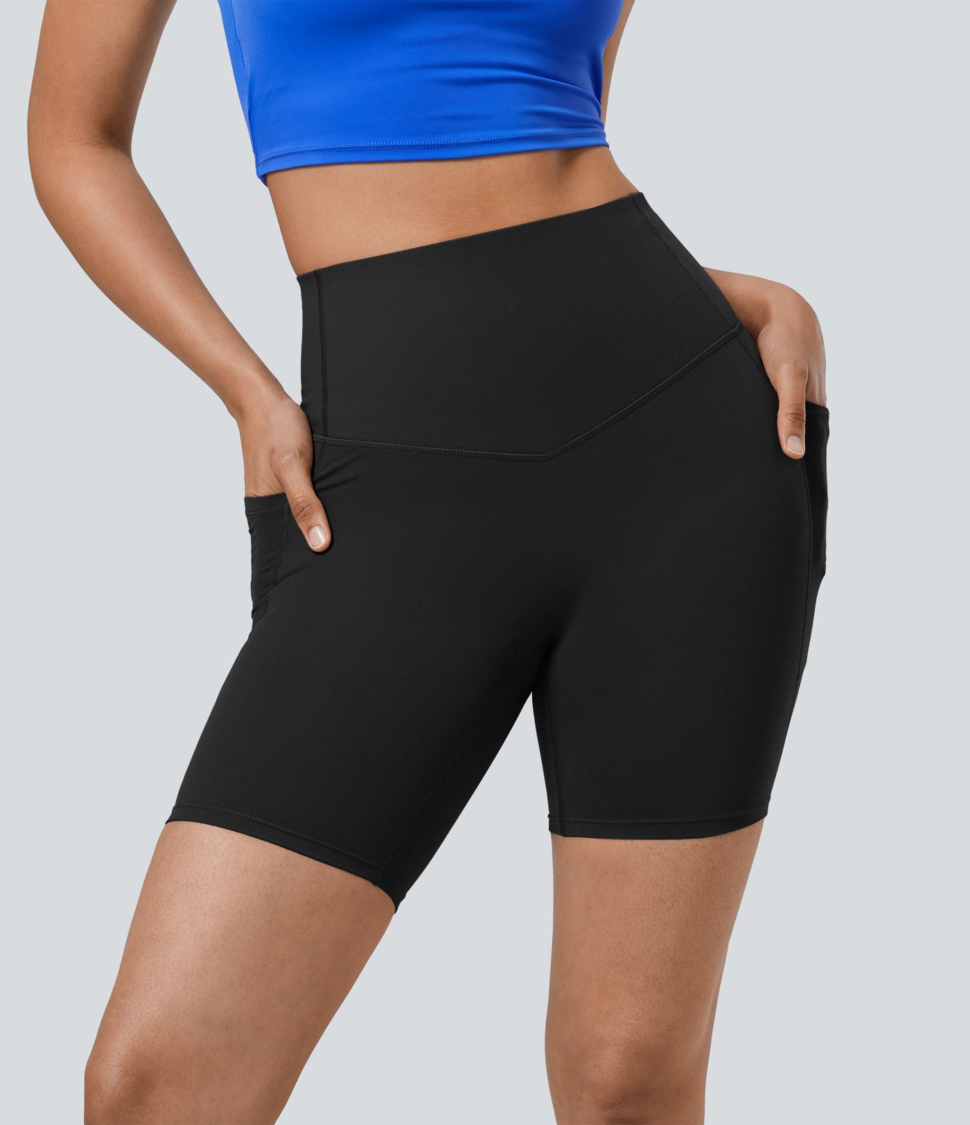 Halara UltraSculpt™ High Waisted Tummy Control Shaping Women Gym Running Biker Shorts 7'' With Pockets
