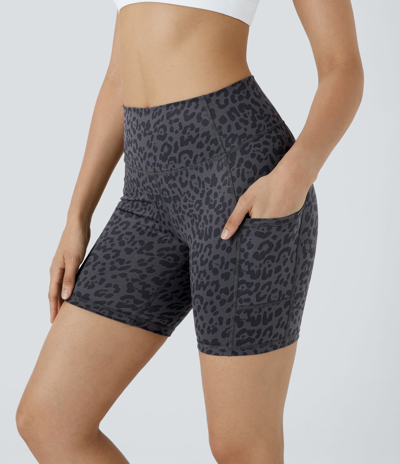 Batik-Bikershort mit hohem Bund und Tasche, schnell-trockend