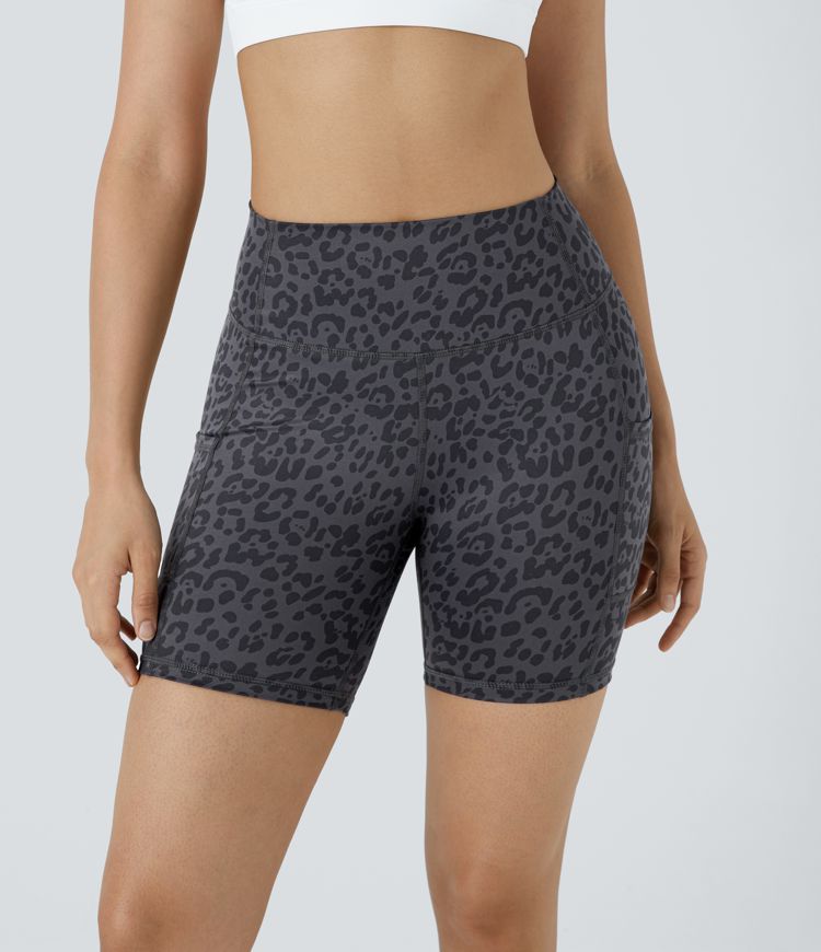 Batik-Bikershort mit hohem Bund und Tasche, schnell-trockend