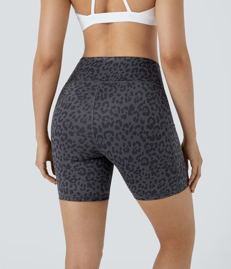 Batik-Bikershort mit hohem Bund und Tasche, schnell-trockend