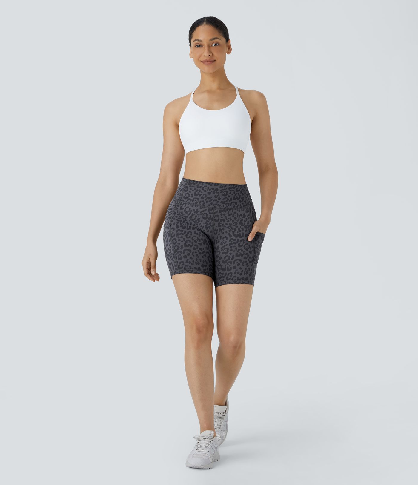 Batik-Bikershort mit hohem Bund und Tasche, schnell-trockend