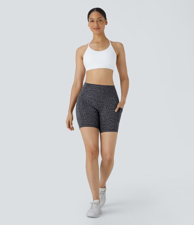 Batik-Bikershort mit hohem Bund und Tasche, schnell-trockend