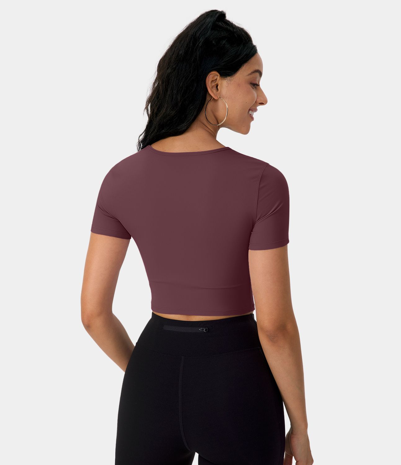 Softlyzero™ Plush Round Neck Cutout Short Sleeve Crop Ballet Look Sports Top