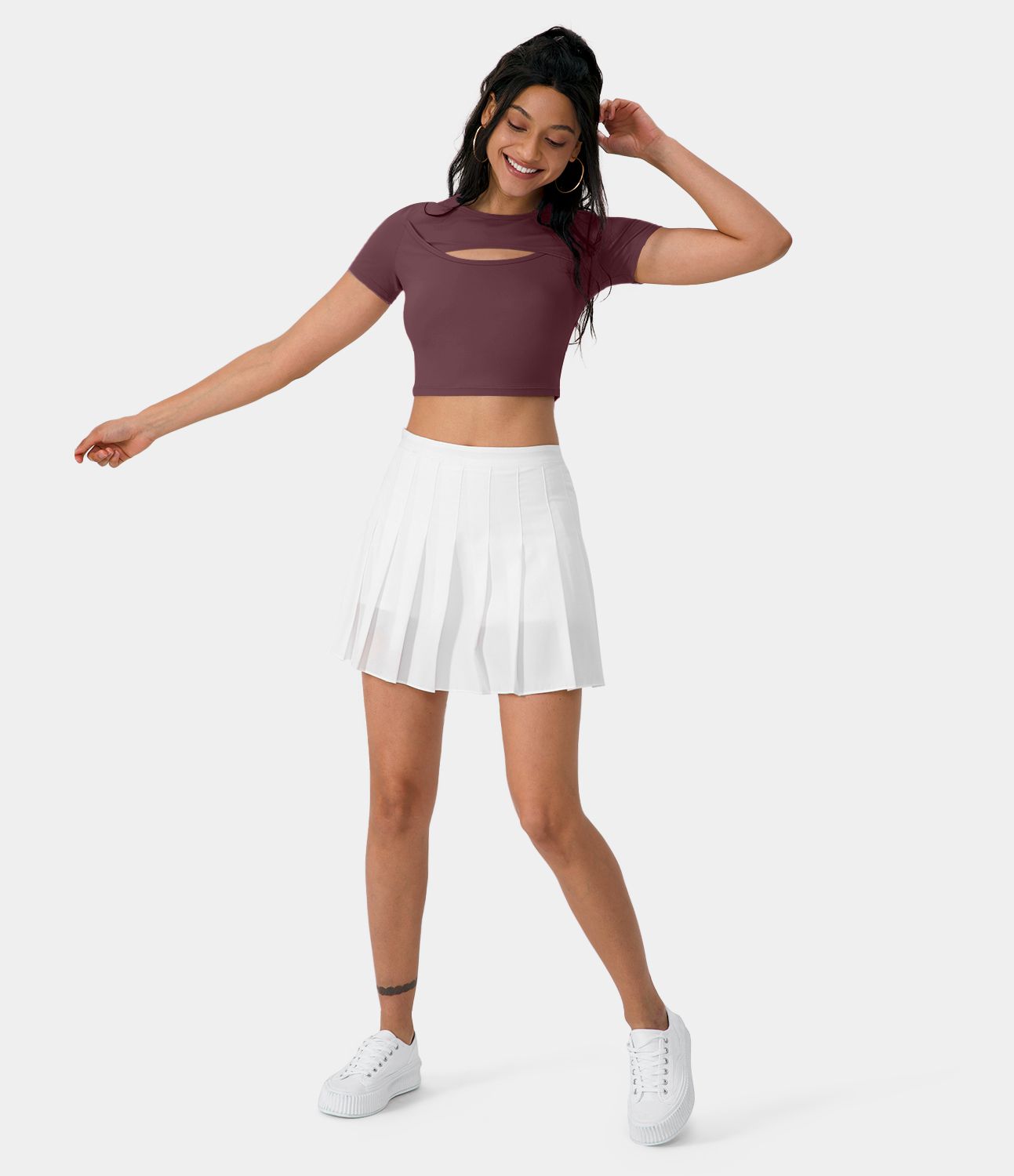 Softlyzero™ Plush Round Neck Cutout Short Sleeve Crop Ballet Look Sports Top