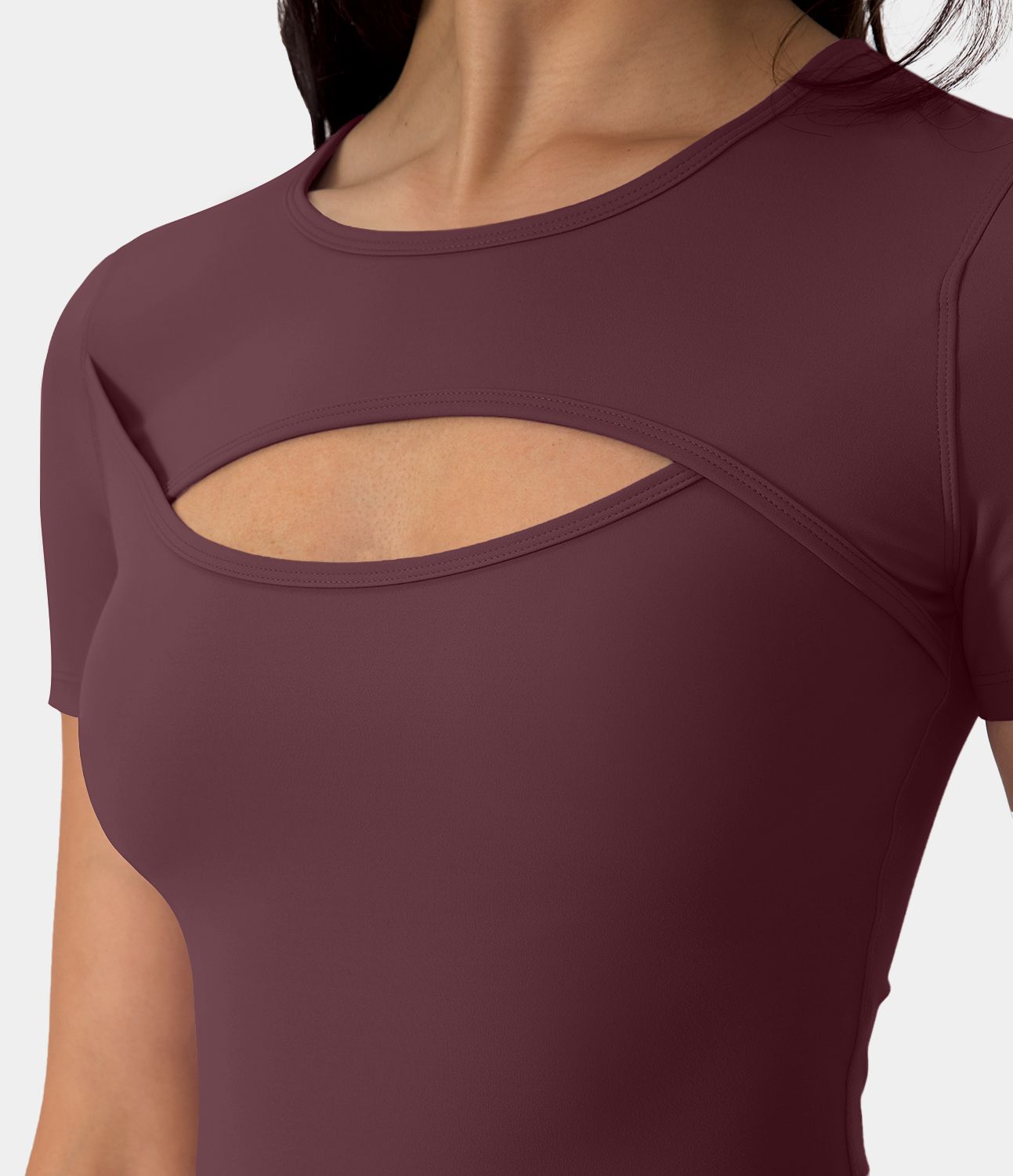 Softlyzero™ Plush Round Neck Cutout Short Sleeve Crop Ballet Look Sports Top