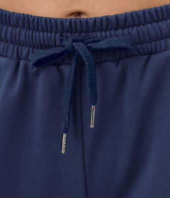 Pantalones deportivos casuales de cintura alta con bolsillos y cordón de algodón