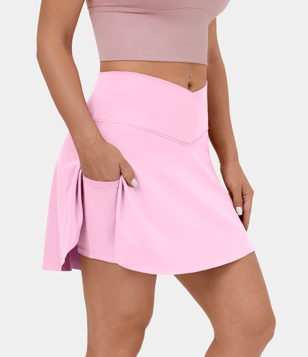 Softlyzero™ Airy Crossover Side Pocket 2-in-1 Cool Touch Tennis Skirt- Lucid-Long Version