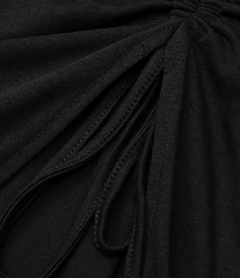 Midi-Freizeitkleid mit Schlitz, Rundhalsausschnitt und Kordelzug, figurbetontes, verdrehtes, ausgeschnittenes, gerafftes Kleid