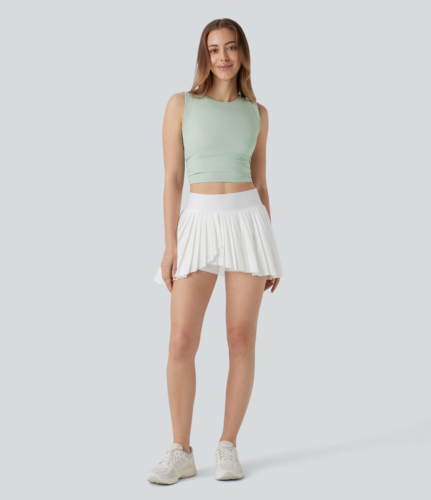 Camiseta Softlyzero™ Airy sin mangas tenis corta cuello redondo fruncido tacto fresco