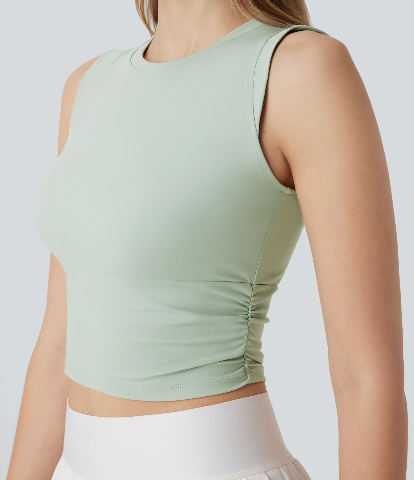 Camiseta Softlyzero™ Airy sin mangas tenis corta cuello redondo fruncido tacto fresco