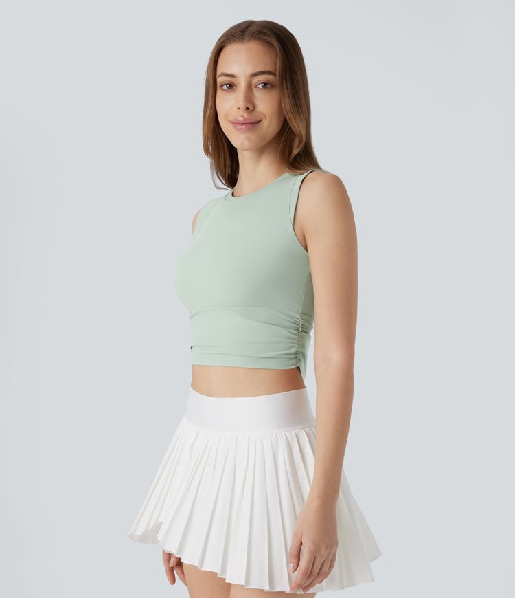 Camiseta Softlyzero™ Airy sin mangas tenis corta cuello redondo fruncido tacto fresco