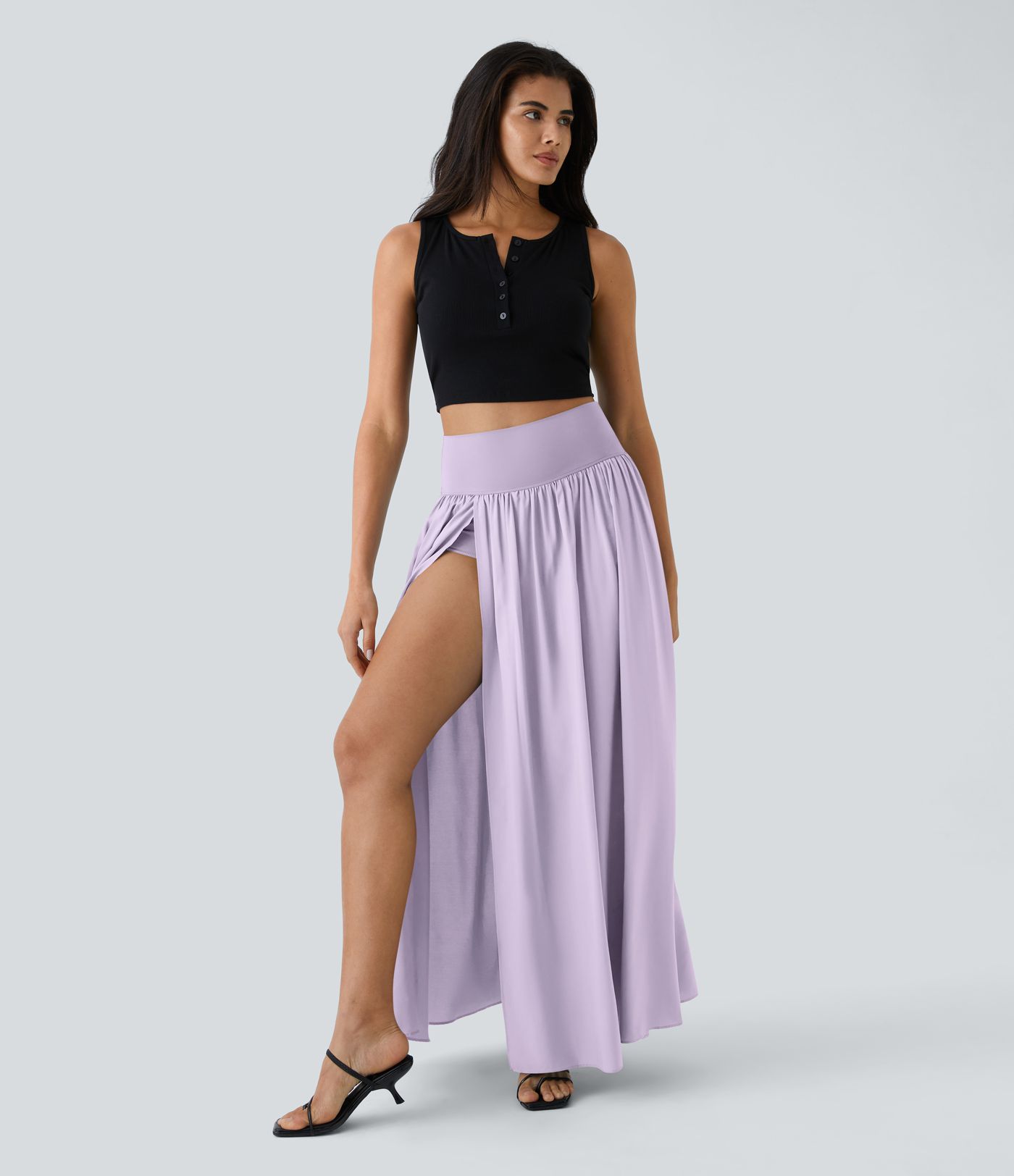 Breezeful™ High Waisted Split 2-in-1 Flowy Quick Dry Maxi Casual Skirt