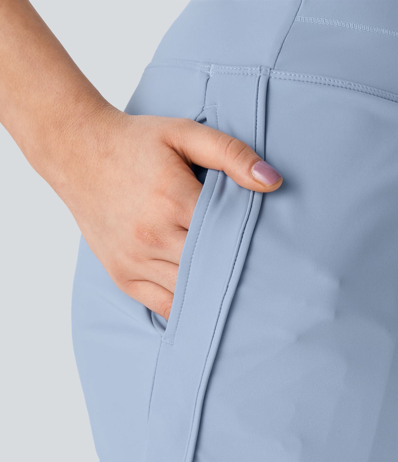 High waist drawstring multiple pocket curve hem yoga shorts