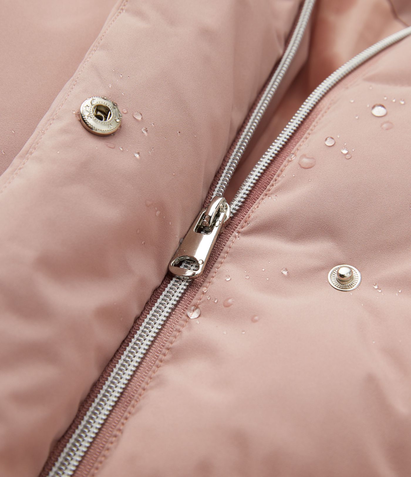 Water Repellent Funnel Neck Side Pocket Snap Button Zipper Drawstring Hem Relaxed Casual Puffer Down Jacket