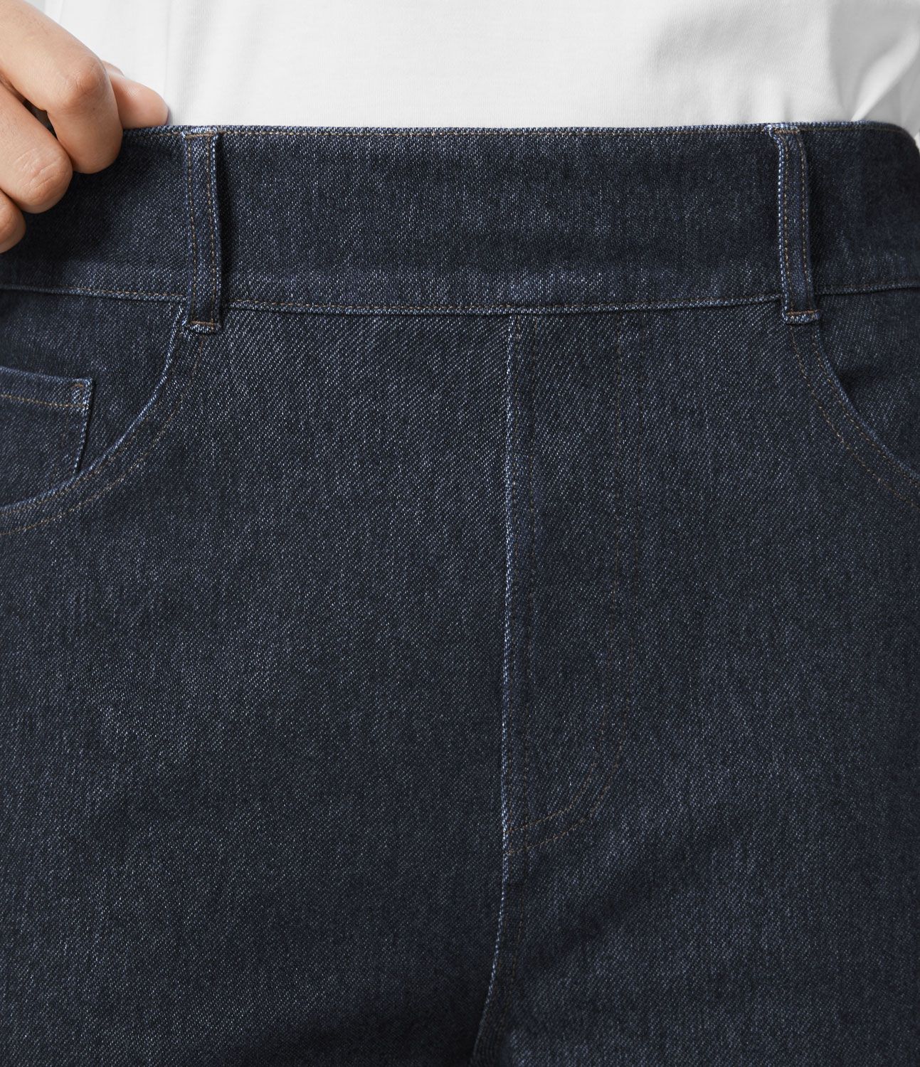 Halara Flex™ Mid-Waist Multi-Pocket Barrel Leg Straight Knit Workwear Jeans