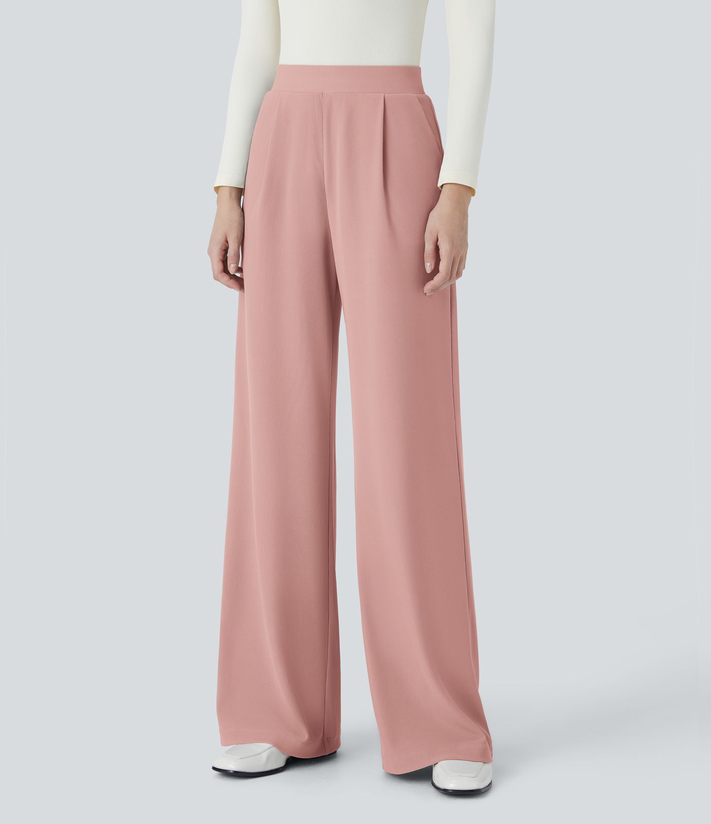 Halara Flex™ Figurformende Stoffhose aus Micro-Waffel-Stoff mit hohem Bund, weitem Bein, Seitentasche, Energiehose