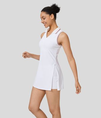 Collar Split 2-Piece Pocket Cool Touch Mini Golf Active Dress-Golf Tee Pocket