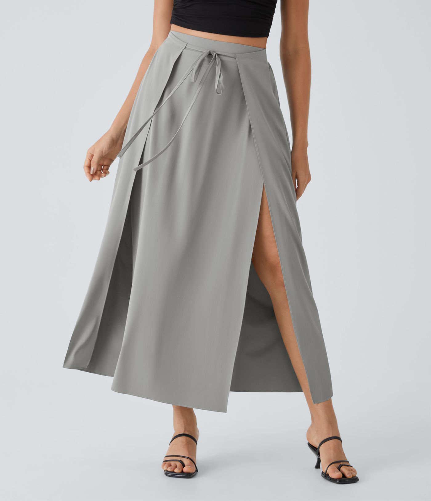 Breezeful™ High Waisted Tie Front Flowy 2-in-1 Maxi Quick Dry Casual Skirt